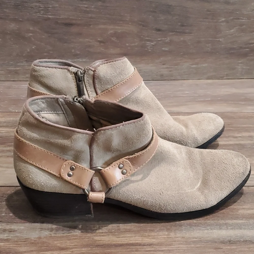 Sam Edelman Women Phoenix Suede ankle zip shoes boots sz 8.5M